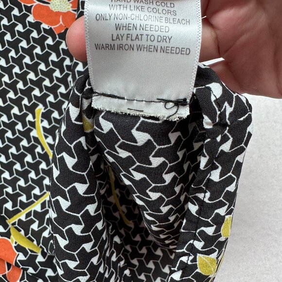 ModCloth Womens Floral Geometric Print Bell Sleeve Top Blouse Size M Retro Black - Picture 5 of 11
